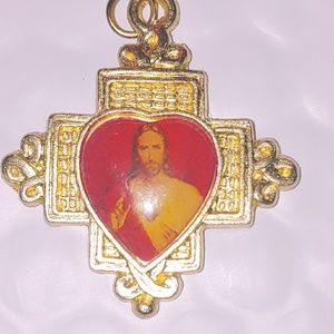 Italian made, 14k Gold Sacred Heart Jesus Cross